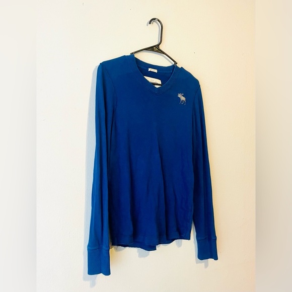Abercrombie Fitch Shirt Mens S Muscle Fit Long Sleeve Vtg 90s Y2K Moose Blue - Picture 2 of 8